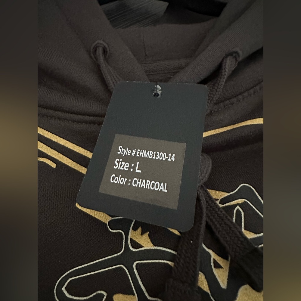 NWT Ed Hardy Charcoal & Gold Panther Hoodie Large - Picture 6 of 8